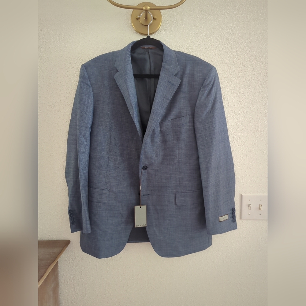 CANALI L 13290/37 BLUE COLOR 450 CLASSIC WOOL SUIT JACKET BLAZER Suit sz  56R